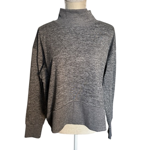 Z by Zella Downtown Mock Neck Brushed Jersey Crop Sweatshirt in Grey Size XL EUC - Picture 2 of 6